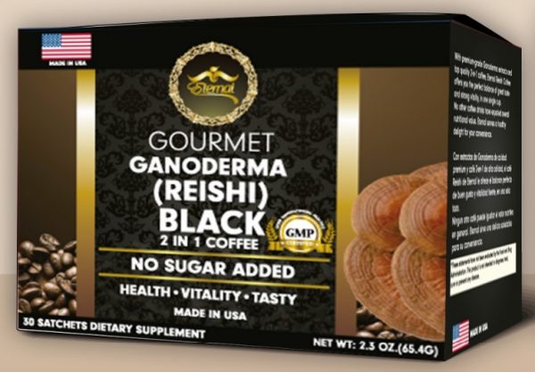 Black coffee with Reishi Ganoderma sugar-free and calorie-free